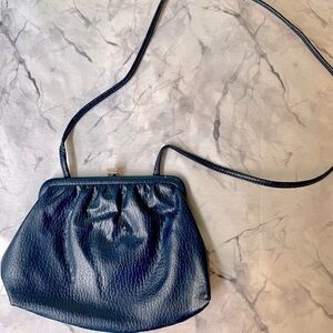 Navy Vintage Clutch with Strap